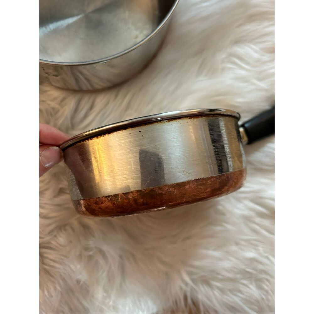 REVERE WARE Set Of 2 Copper Bottom 2 Quart Pot & 3/4 quart pot - Picture 7 of 8